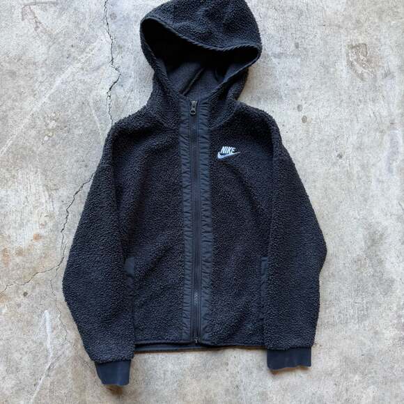 Nike Other - Nike Full Zip Sherpa Fleece Jacket Black Hoodie Small